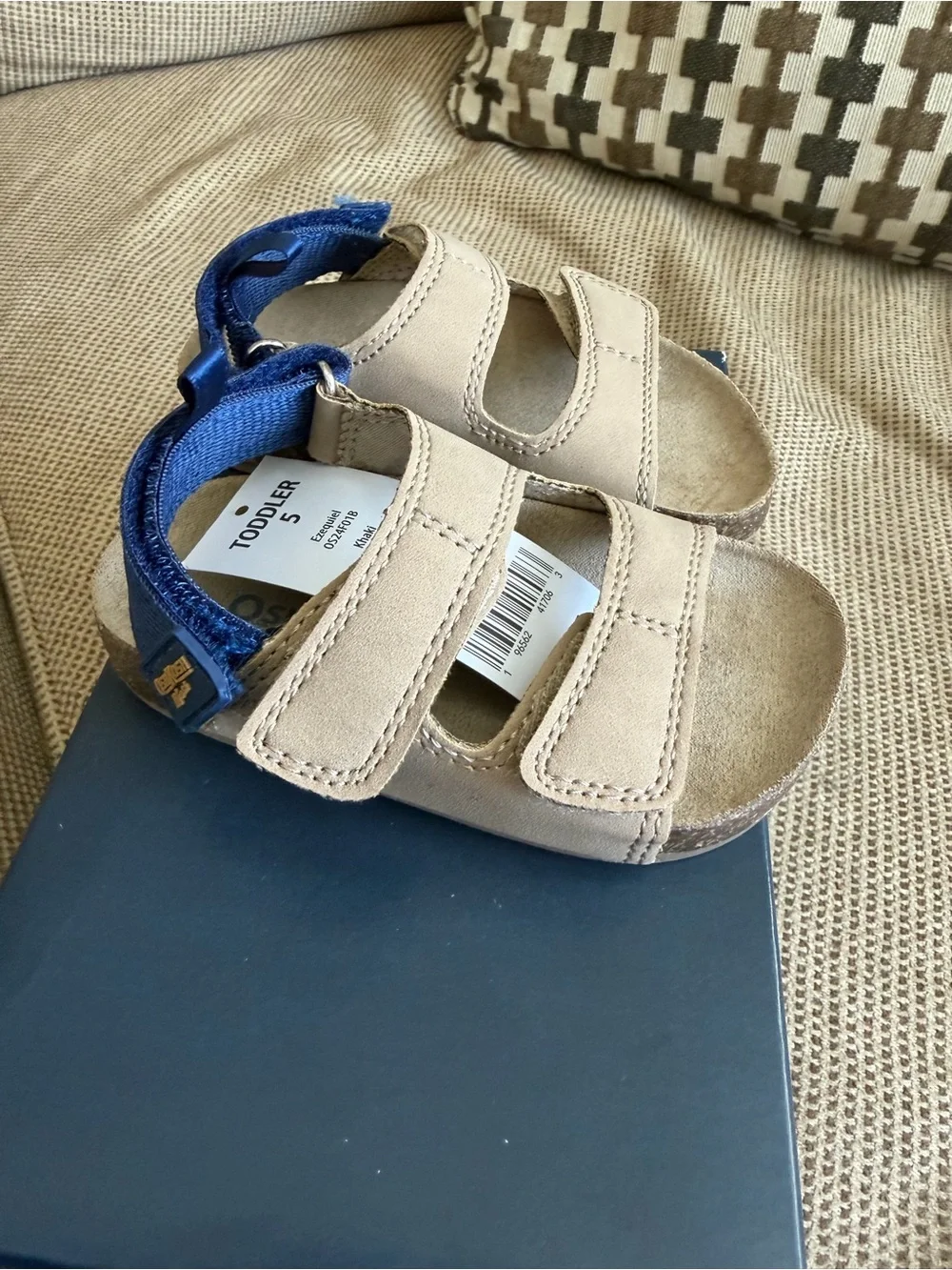 OshKosh B'gosh Khaki Sandals with Blue Heel Strap